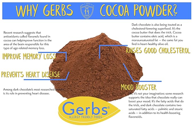 Gerbs Dutch Cocoa Powder 2 lbs. | 22-24% Cocoa Butter Fat, Resealable Bag | Rich, Smooth Dutch Process | Top 14 Allergen-Free