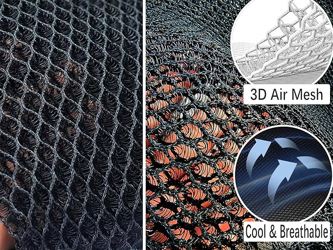 Summer Cool 3D Air Mesh Breathable Vented Car Seat Cushion Pad,Universal Auto Back Cooling Ventilated Seat Cover for Car SUV Truck Van Pickup for Driving Seat(Black, 1 Pack Back Cushion)