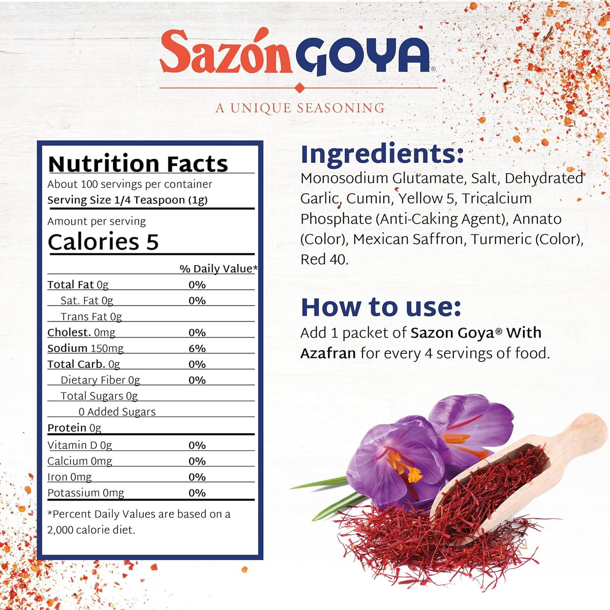 Goya Sazón Seasoning With Azafran 3.52 Ounce (Pack of 3)