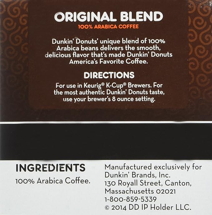 Dunkin' Donuts Original Blend Medium Roast Coffee, 12 K Cups for Keurig Makers