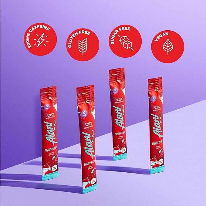 Alani Nu CHERRY SLUSH, Energy Sticks Drink Powder, 200mg Caffeine, Pre Workout Performance with Antioxidants, On-The-Go Drink Mix, Biotin, B Vitamins, Zero Sugar, 5 Calories, 10 Pack