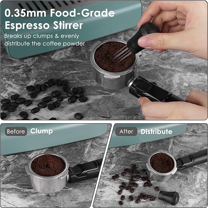 53mm Espresso Tool Set - WDT Distribution Tool, Dosing Funnel, Puck Screen & Stainless Steel Portafilter Ring Suitable for Home and Commercial Use