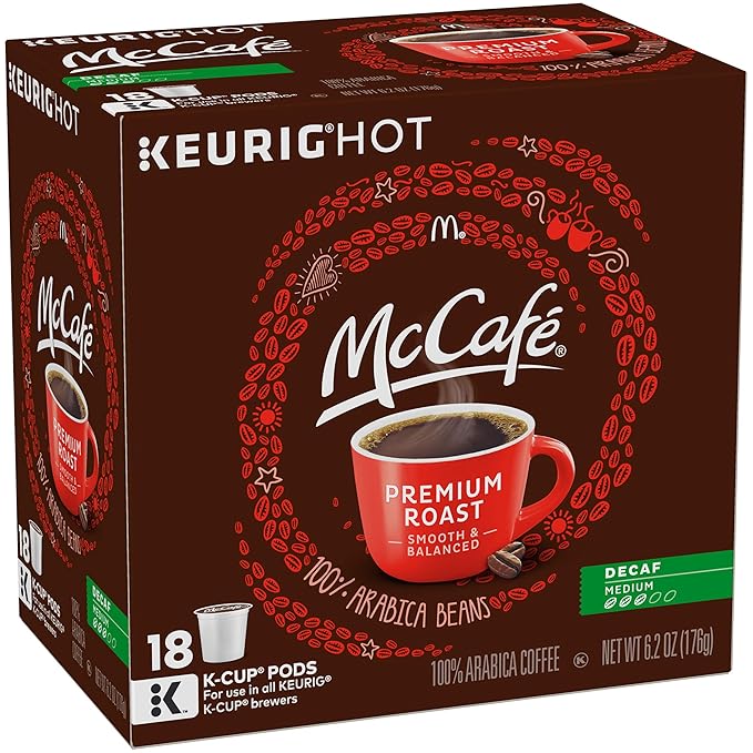 McCafe Premium Roast Decaf Keurig K Cup Coffee Pods (18 Count)