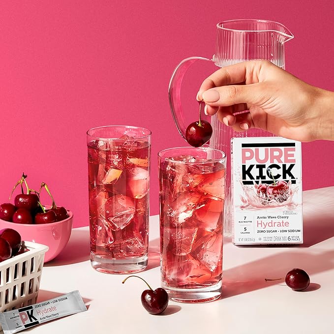 Pure Kick Hydration Singles To Go Drink Mix, Arctic Wave Cherry, Includes 12 Boxes with 6 Packets in each Box, 72 Total Packets