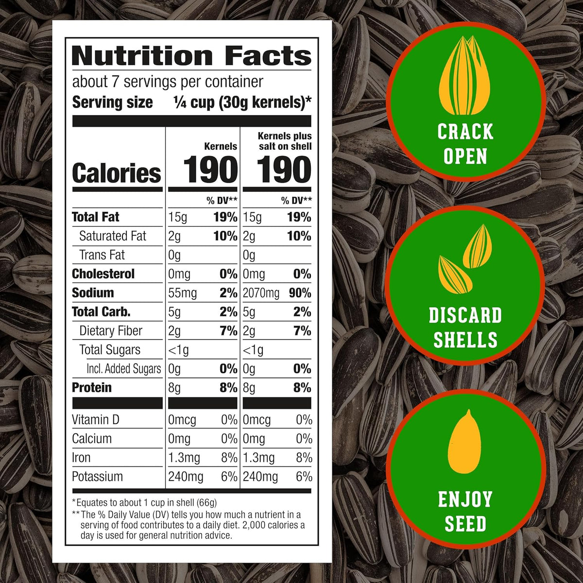 DAVID Reduced Sodium Sunflower Seeds, Original Flavor, 16 oz.