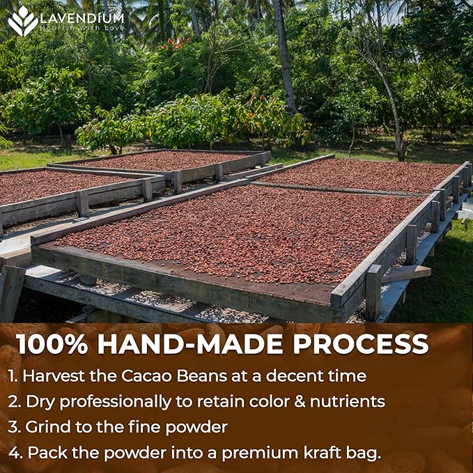 25oz (1.56 lbs) Cacao Powder, 100% Natural & Pure, Unsweetened, Rich Chocolate Flavor, Perfect for Baking & Smoothies No Additives, No Gluten, Vegan.