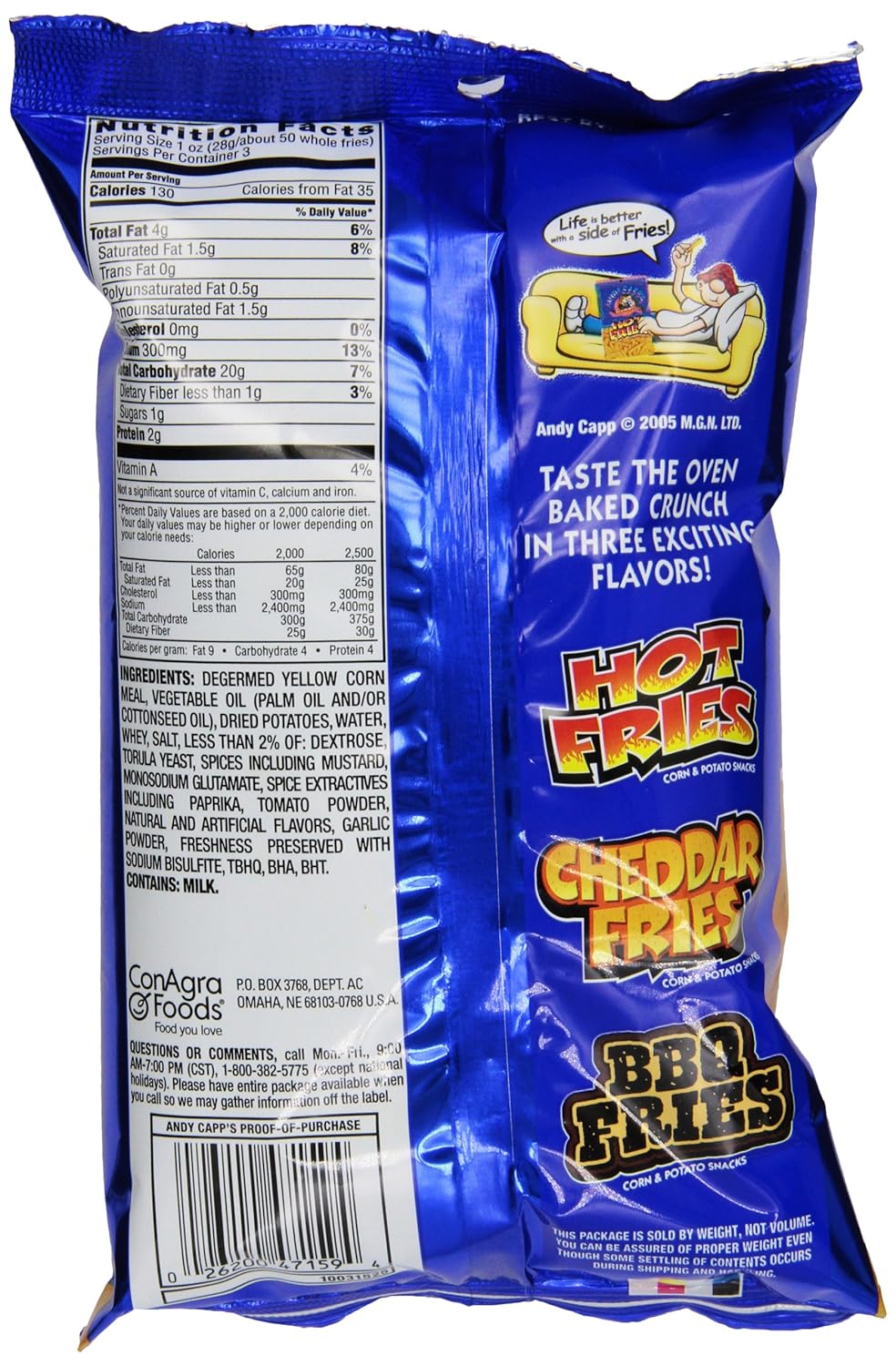 Andy Capp's Hot Fries, 3 oz, 7 Pack