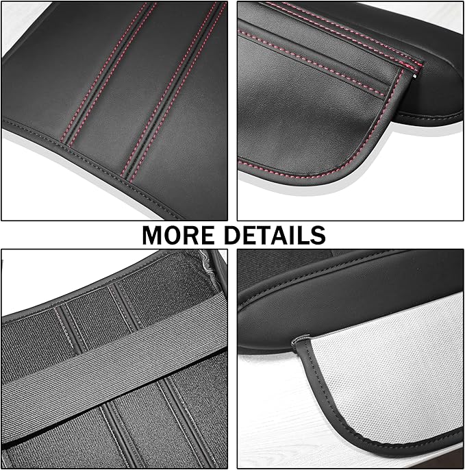 SENSHINE Armrest Cover for Honda Pilot Accessories 2023 2024 2025 2026 Center Console Cover Anti-Scratch Leather Armrest Protector Middle Console Pad with Side Pockets for Honda Pilot (Red Stitch)