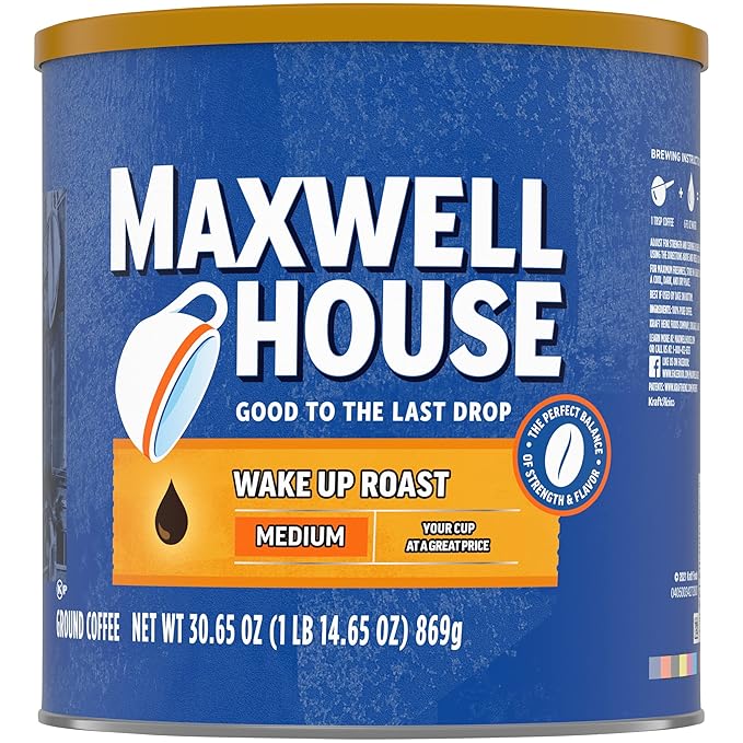 Maxwell House Medium Roast Wake Up Roast Ground Coffee, 30.65 oz. Canister
