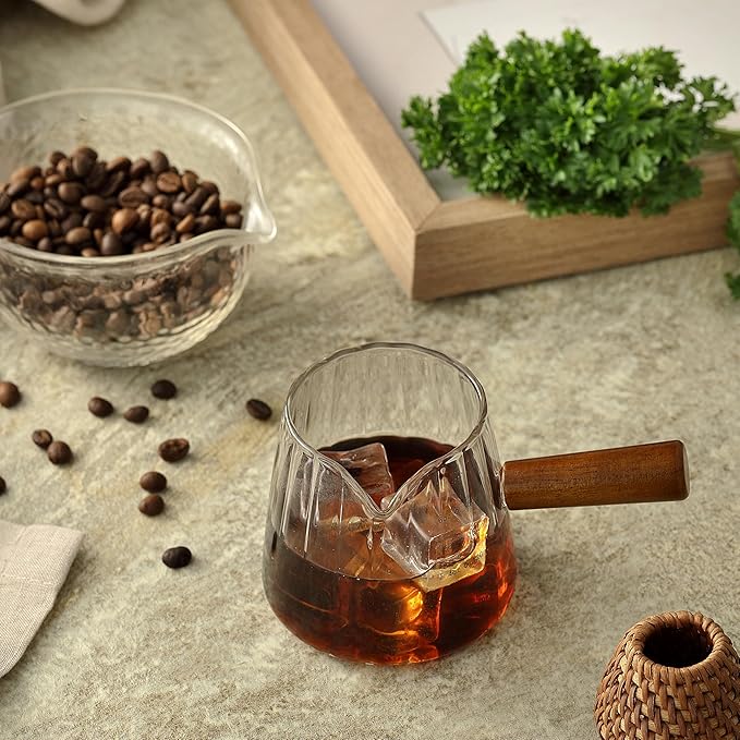 6OZ Espresso Cups, JINLIFA Glass Espresso Shot Measuring Cup with V-Shaped Mouth, Markings in both oz& ml