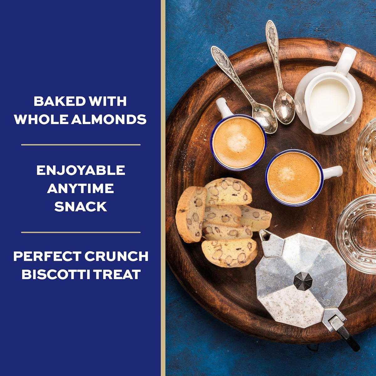 La Dolce Vita Classic Almond Italian Biscotti Cookies, 40 oz jar, gourmet coffee and tea dipping snack