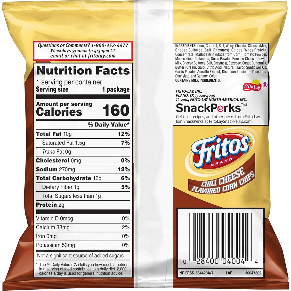 Fritos Corn Chips, Chili Cheese, 1 Ounce (Pack of 40)