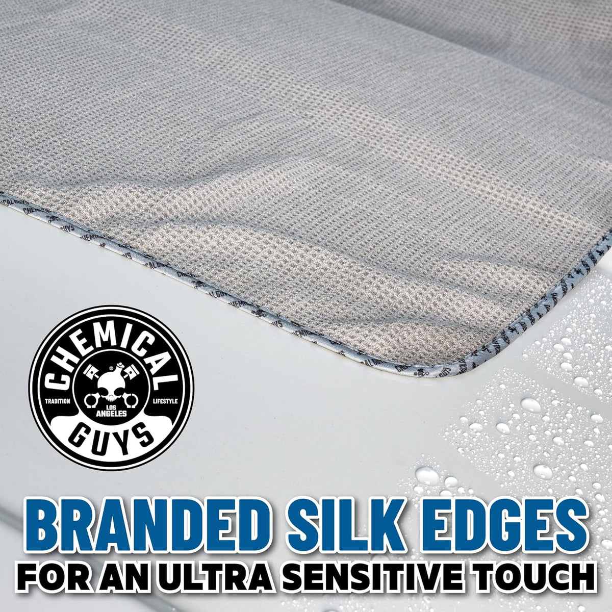 Chemical Guys Waffle Weave Gray Matter Microfiber Drying Towel - 25" x 36", 70/30 Blend Microfiber Towel with Silk Edging for Scratch-Free Car Drying, Ultra Absorbent and Safe for All Surfaces