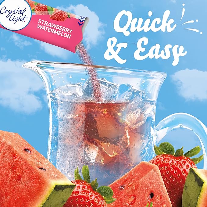 Crystal Light Sugar-Free Strawberry Watermelon Low Calories Powdered Drink Mix 6 Count Pitcher Packets