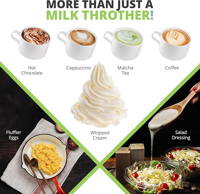 Oliver's Kitchen ® Handheld Milk Frother - Create Milky Foam For Coffee, Cappucino, Hot Chocalate And More in Seconds - USB-C Rechargeable