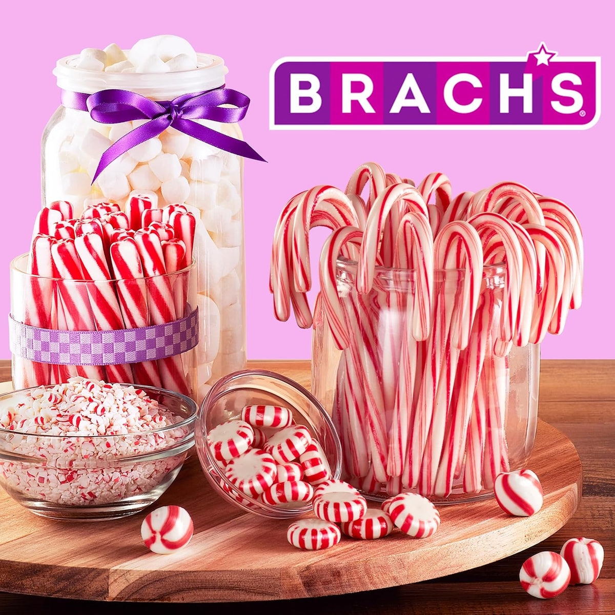 brachs bobs sweet stripes soft peppermint candy, individually wrapped pieces, 3.9 lb tub