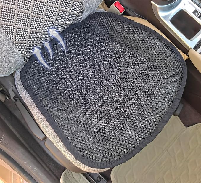 YUNZLAN Breathable 3D Air Mesh Car Seat Pad,Summer Cool Chair Seat, Car Seat Pads, Home Office Chair, Wheelchair 20" x 20" (Black, 1 Pack Seat Pad)