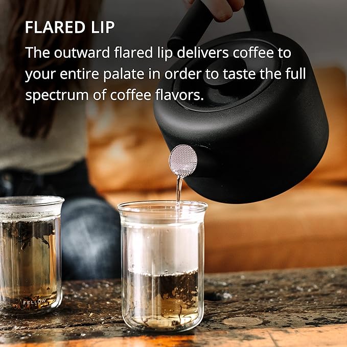 Fellow Stagg Tasting Glasses for Coffee and Tea Mug - Handblown Borosilicate Glass, Insulated Double Wall For Pour Over Mug, 10 oz (Set of Two)