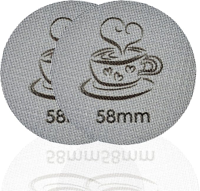 Espresso Puck Screen 58mm for Portafilter Basket, 1.7mm Thickness Made with 316 Stainless Steel, Coffee Machine Reusable Filter for Espresso Accessories (58mm *2)