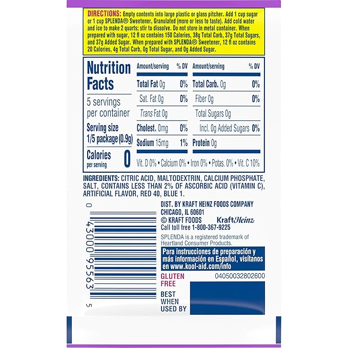 Kool-Aid Lemonade Flavored Unsweetened Caffeine Free Drink Mix, 48 Count (Pack of 2)