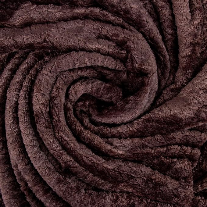 Waffle Knit Textured Throw Blanket Soft for Couch, Sofa, Twin Bed, Kids, Adults, 50” x 60” Chenille Knit Blanket, Boho Throw Blanket for Home Decor 250 GSM (Chocolate Brown)