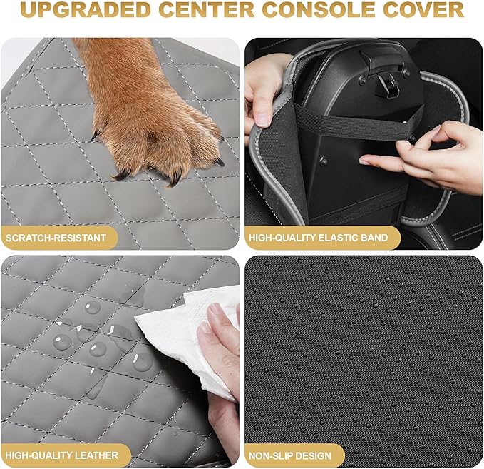 Center Console Cover Fit for CR-V: Scratch and Wear Resistant Console Cover Leather with 2 Storage Bags -Upgraded Armrest Coverfor Car,Anti-Scratch Auto Armrest Pad Accessory （Black
