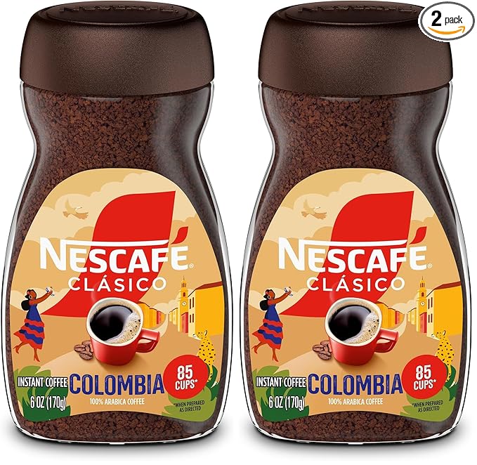 Nescafé Clásico Coffee, Medium Roast, Instant | Colombia | 6 oz Jar | Pack of 2