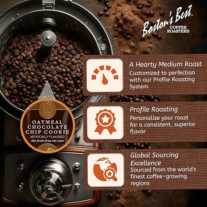 Boston’s Best - Oatmeal Chocolate Chip Flavored Coffee, Delicious Gourmet Premium Ground Coffee, 11 oz. / 311 g Bag