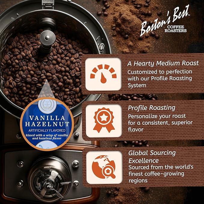 Boston’s Best Coffee - Vanilla Hazelnut Delicious Medium Roast Premium Gourmet Coffee, 11 oz. / 311 g Bag