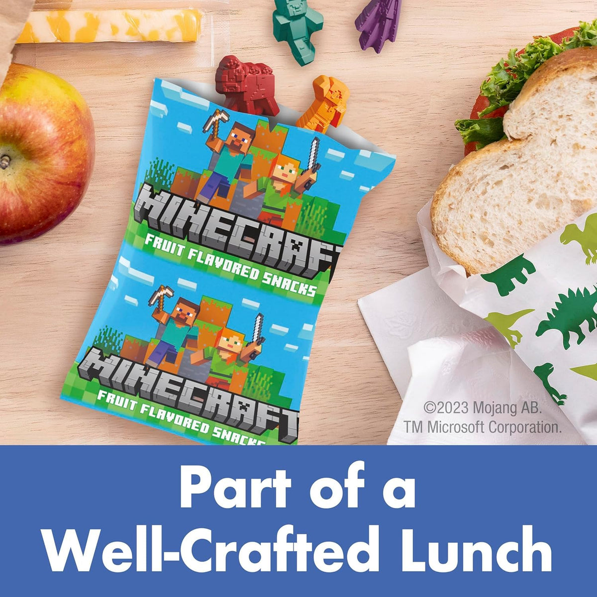 Minecraft Fruit Flavored Snacks, Fat Free and Gluten Free Snacks, 17.6 oz (22 Pouches)