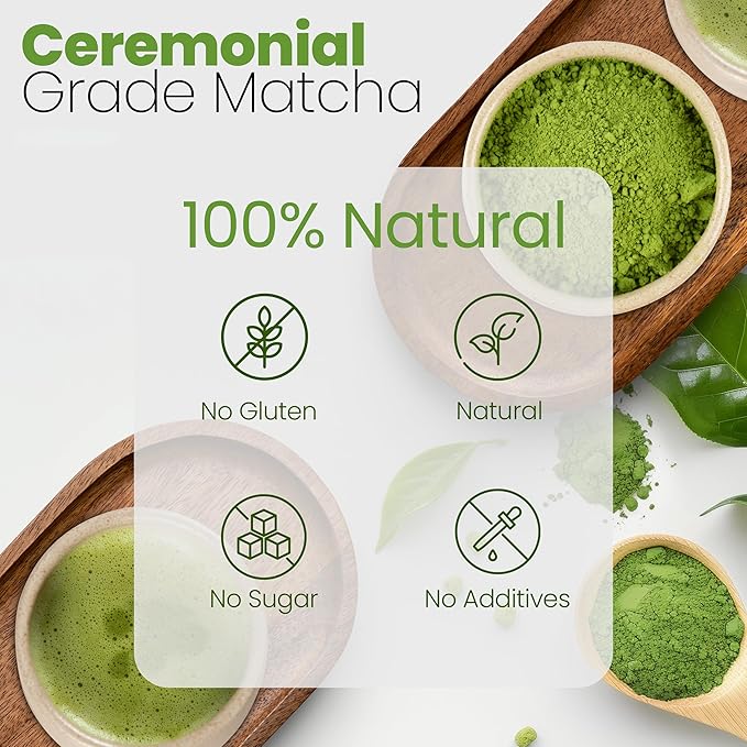 Matcha Wellness - Ceremonial Grade Matcha Green Tea Powder - Shizuoka Masters, Authentic Japanese from Shizuoka, Smooth & Vibrant for Tea Ceremony, Whisked Matcha or Lattes