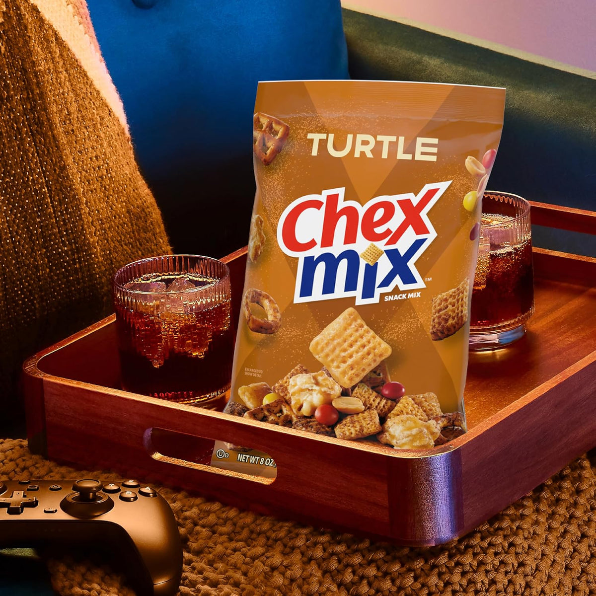 Chex Mix Turtle Snack Mix, Indulgent Snack Bag, Family Size, 13.5 oz