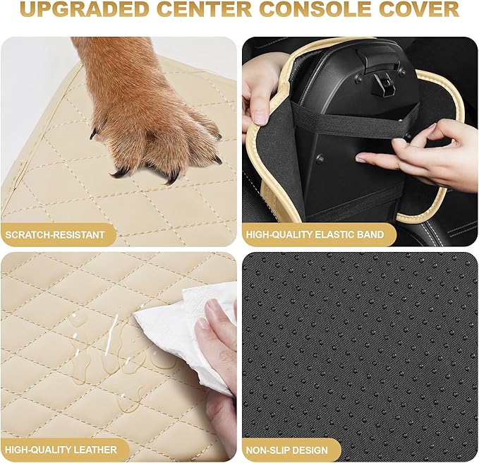 Center Console Cover for Accord: Armrest Cover for Car with 2 Storage Bags - Scratch & Wear Resistant & Waterproof Leather Console Cover,Anti-Scratch Auto Armrest Pad Accessory （Gray
