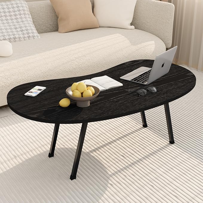 Foldable Coffee Table,Mid Century Modern Coffee Table Living Room Tables,Oval Center Table,Small Folding Coffee Tables Portable Table for Small Spaces,Living Room,Bedroom,Home,Easy Assembly,Black