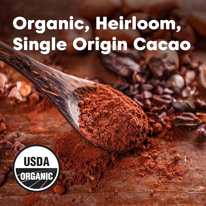 Wilderness Poets, Organic Cacao Powder. Unsweetened, 100% Peruvian Heirloom Cacao (Criollo Variety) - 6oz - 170g
