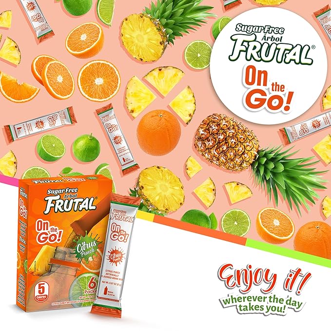 Frutal On-The-Go! | Powdered Drink Mix Citrus Punch Flavored - Sugar Free! – (30 Count of Stick Packs)