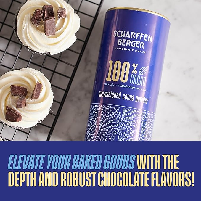 Scharffen Berger 100% Cacao Unsweetened Dark Chocolate Cocoa Powder (6 Ounce, Pack of 3) - Gluten Free, Non GMO, Natural Chocolate Powder