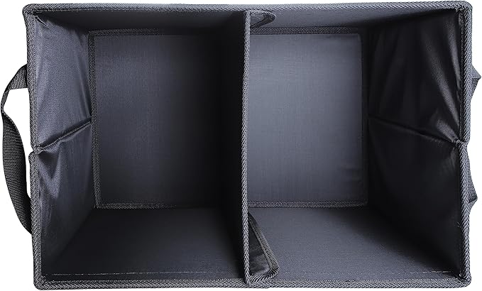 Foldable Car Organizer - Trunk Organizer and Storage for Car, SUV, Sedan (Leather-Black, 18.5" x 11.5")
