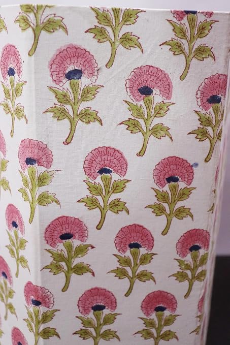Generic 3.3 Gallon Cotton Hand Block Printed Paper Waste Basket |Small Decorative Trash Can for Housewarming Gifts in Living Room, Bedroom, Bathroom | Eco-Friendly, Plastic-Free (1, PINK FLOWAR)