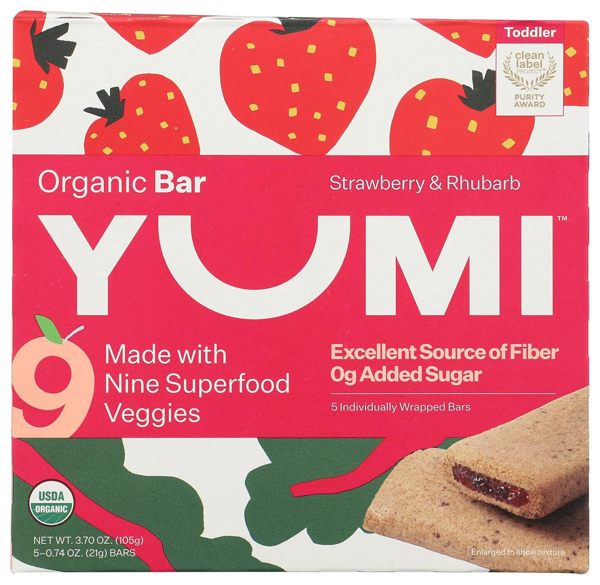 Yumi, Bars Toddler Strawberry Rhubarb Organic, 3.7 Ounce
