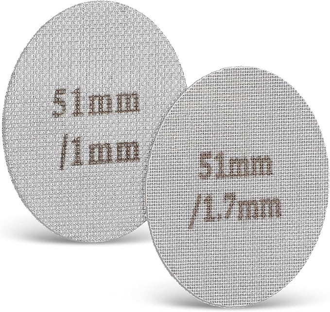 2 Pack 51mm Espresso Puck Screen, 1.7mm and 1.0mm Thickness Metal Contact Screen for 52-54mm Portafilter Stainless Steel Filter Mesh Plate