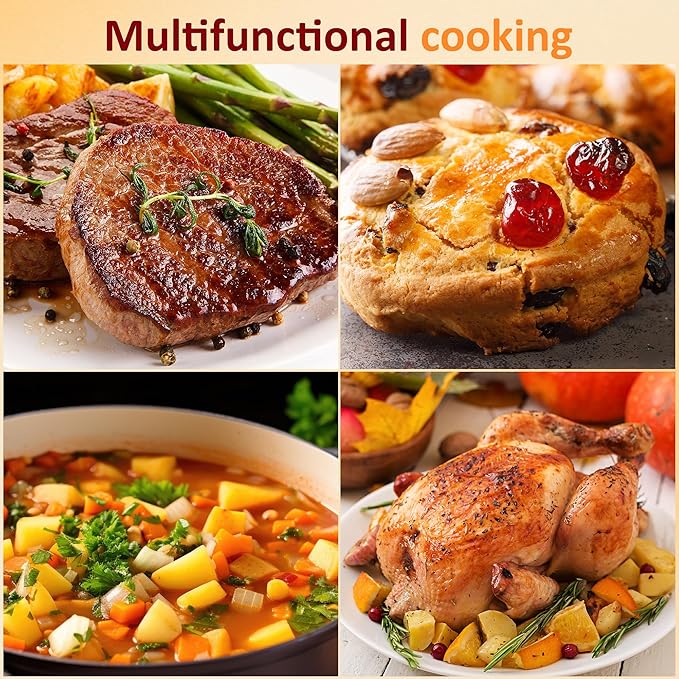 Sunvivi Electric Roaster,20 Quart Roasting Oven with Self-Basting Lid Removable Pan,Turkey Roaster Oven with 150 to 450F Temperature Control Cool-Touch Handles,Grey