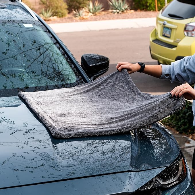 Pittstop Drying Microfiber Towel Large 24x35 Inch 1400 GSM, Edgeless Scratch-Free, Twisted Loop, Super Absorbent, Professional Grade Material, Heavy-Duty, Soft Durable, Car Drying Towel,