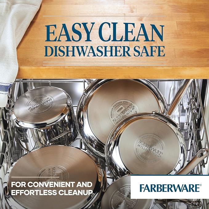 Farberware Millennium Stainless Steel Nonstick Cookware Induction Pots and Pans Set, 10-Piece Kitchenware Set