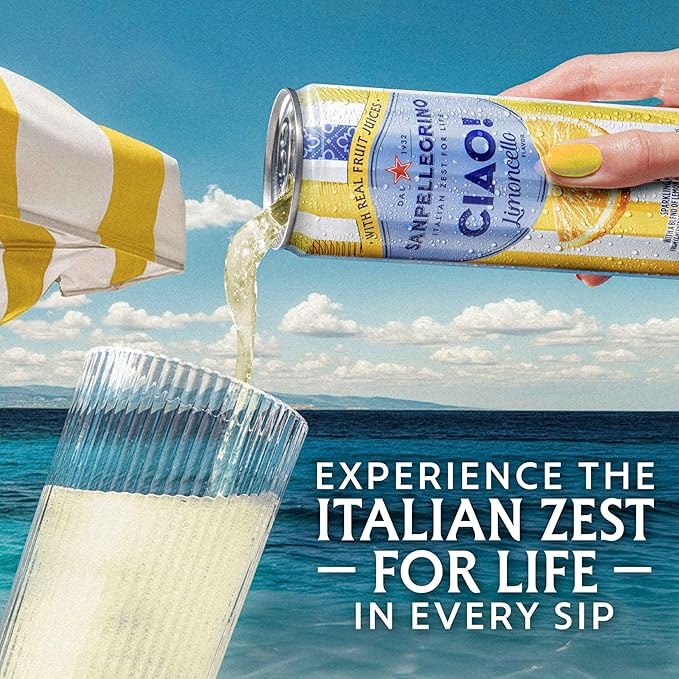 Sanpellegrino Ciao Limoncello Flavored Sparkling Water, Italian Sparkling Water, 24Pk