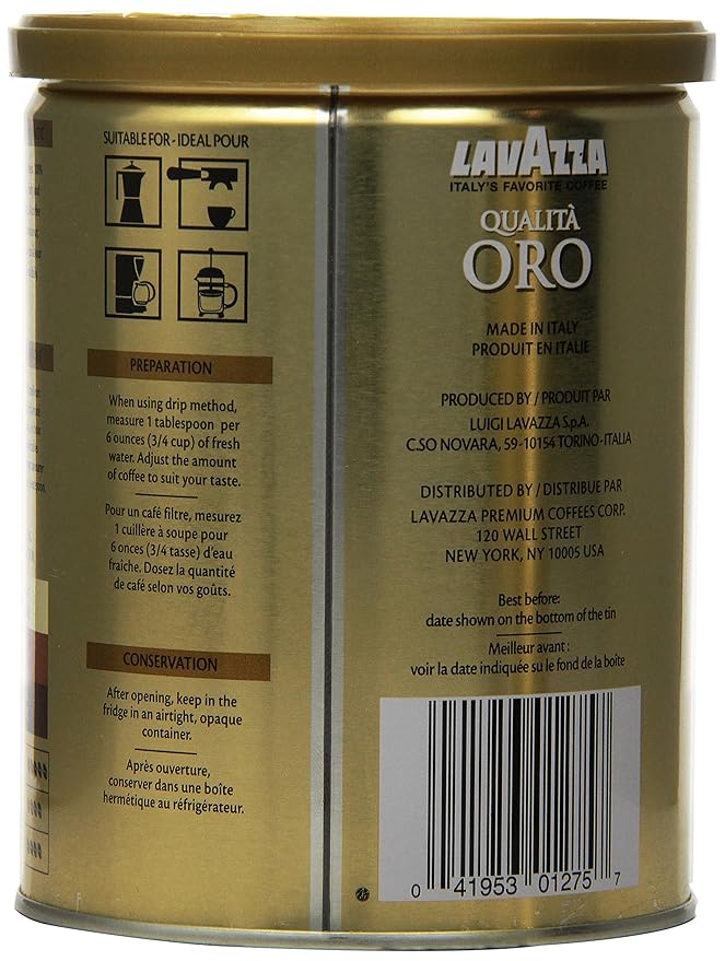 Lavazza Qualita Oro Ground Coffee, 8oz Cans (Pack Of 2)