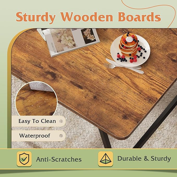 WLIVE Folding Coffee Table, Modern Portable Small Coffee Table with No Assembly Needed for Living Room, Home, Small Space, Rustic Brown