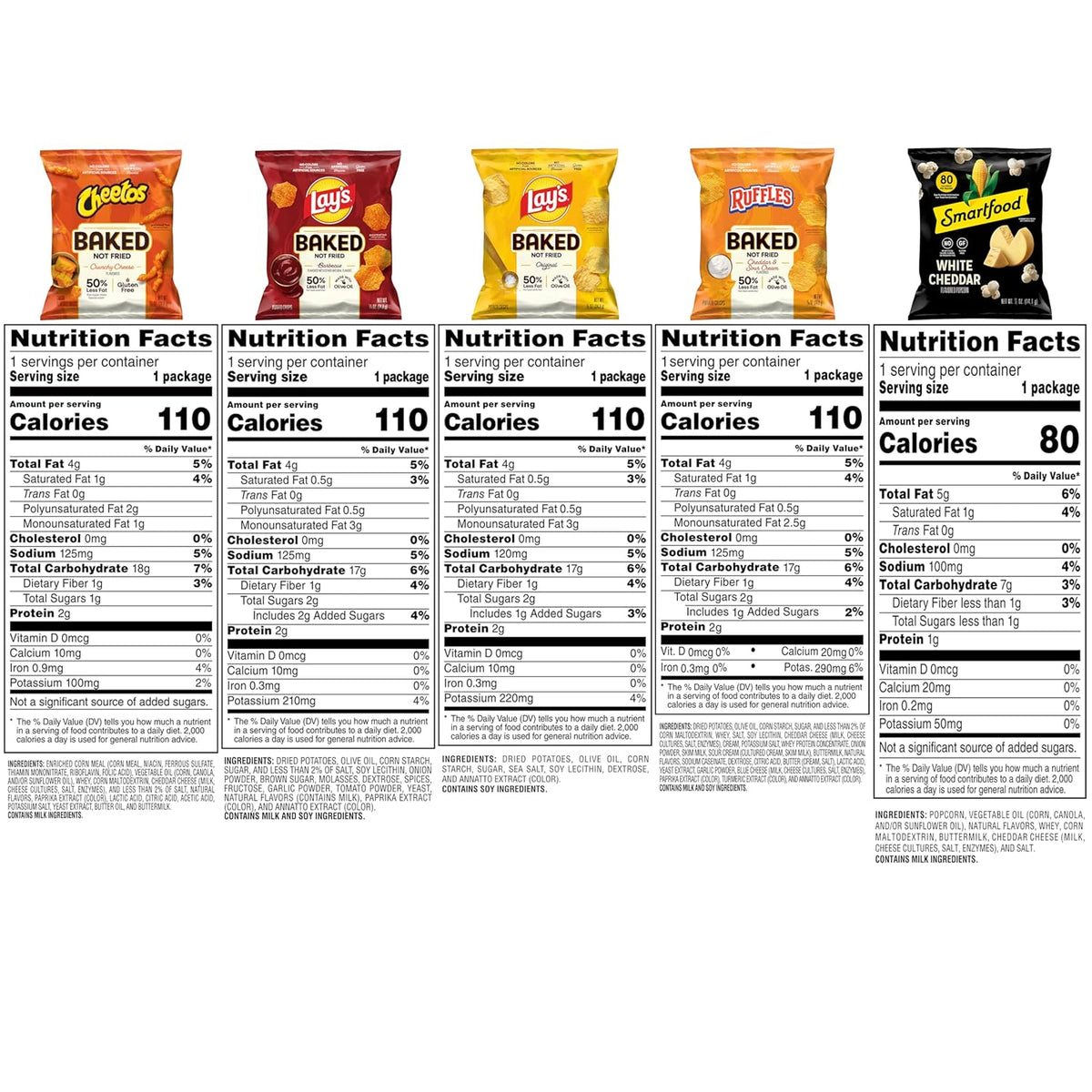 Frito-Lay Baked & Popped Mix Variety Pack, (Pack of 40)