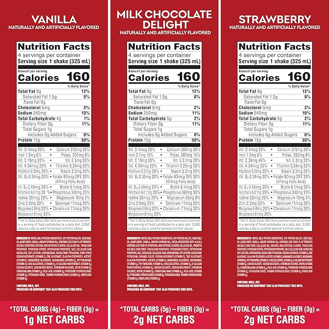 Atkins Best Sellers Protein Shake Variety Pack, Strawberry, Vanilla and Milk Chocolate Flavored Protein Shakes, 15g Protein, 3g Fiber, GLP-1 Friendly, 12 Count