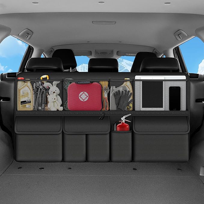 Hanging Trunk Organizer Fit For JEEP Grand Cherokee Foldable Large Capacity 41.3x20 inch Backseat Trunk Organizers Storage with Multi Pockets（Black）